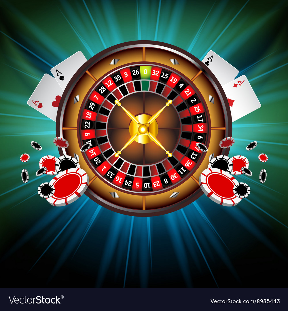 Casino Background With Roulette Wheel Royalty Vector