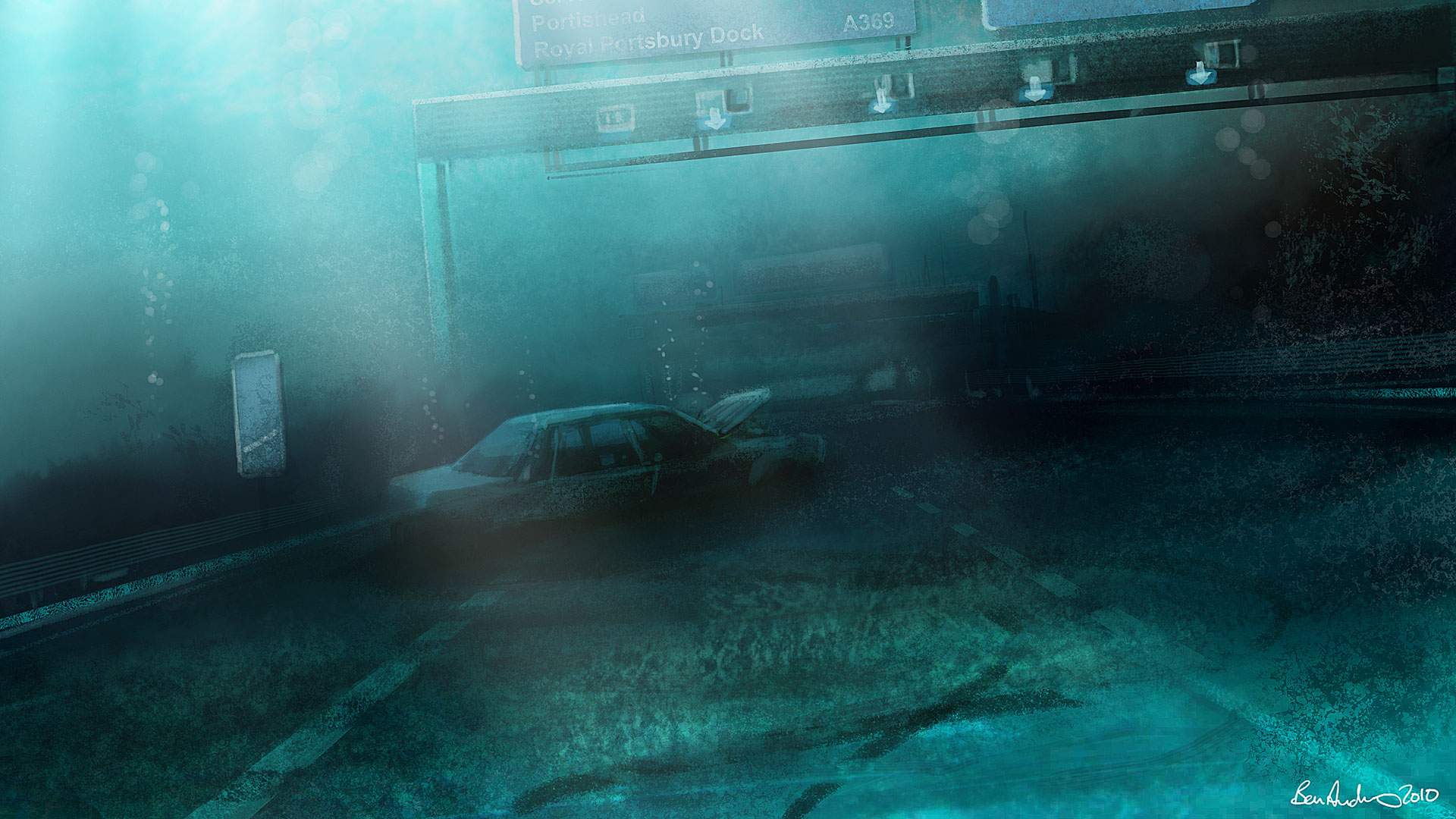 Submerged Underwater Way Blue HD Wallpaper Art And Paintings