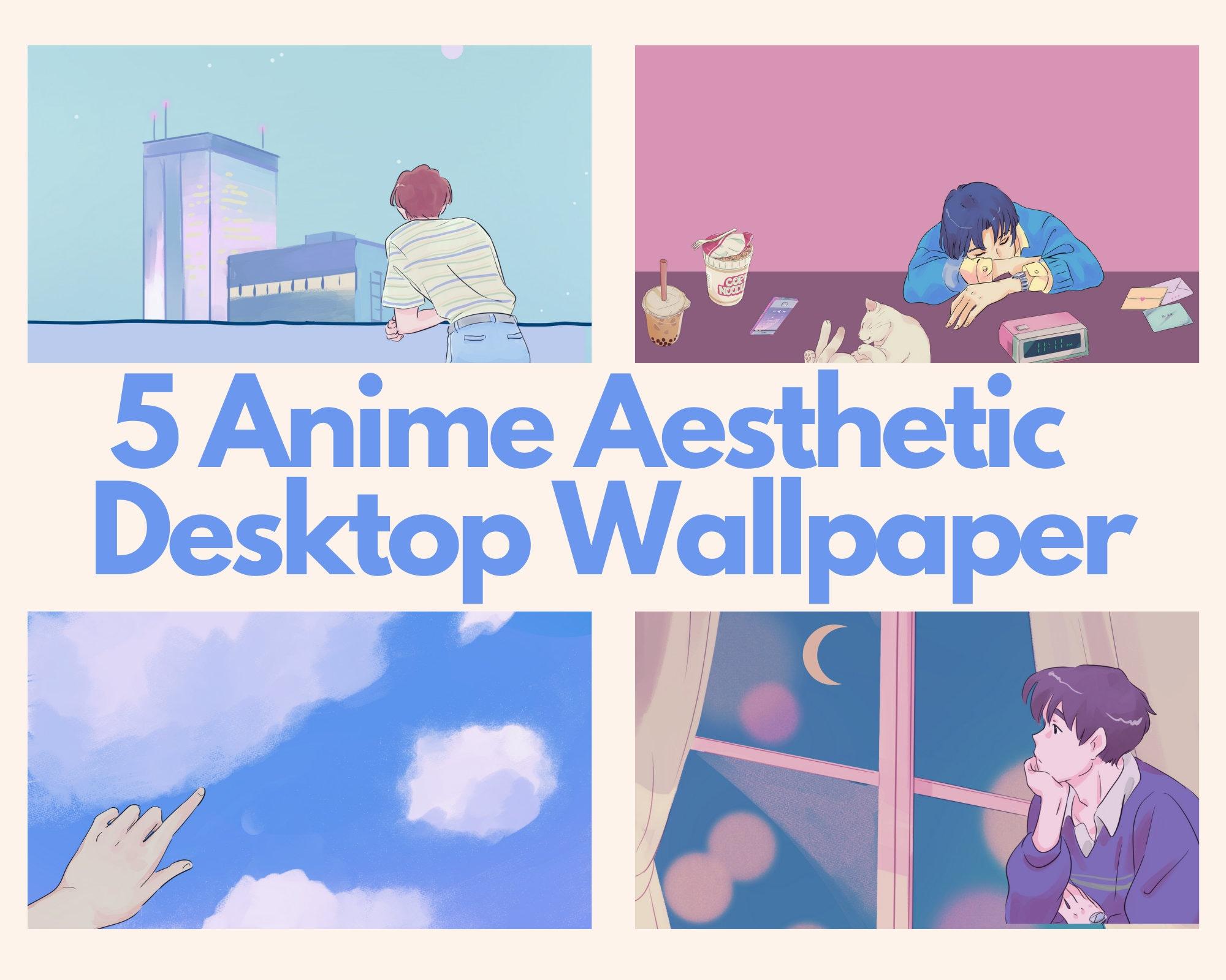 5 Anime Aesthetic Backgrounds Youtube Backgrounds Desktop   Etsy