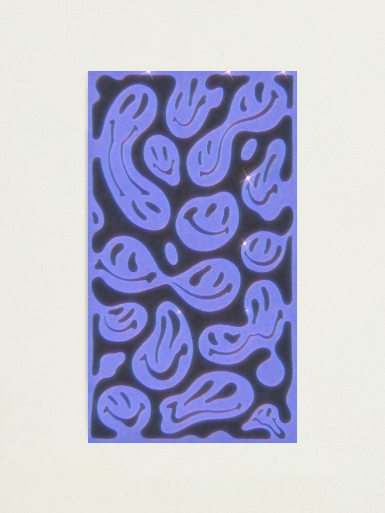 Trippy Blue Smiley Faces Photographic Print By Danimora