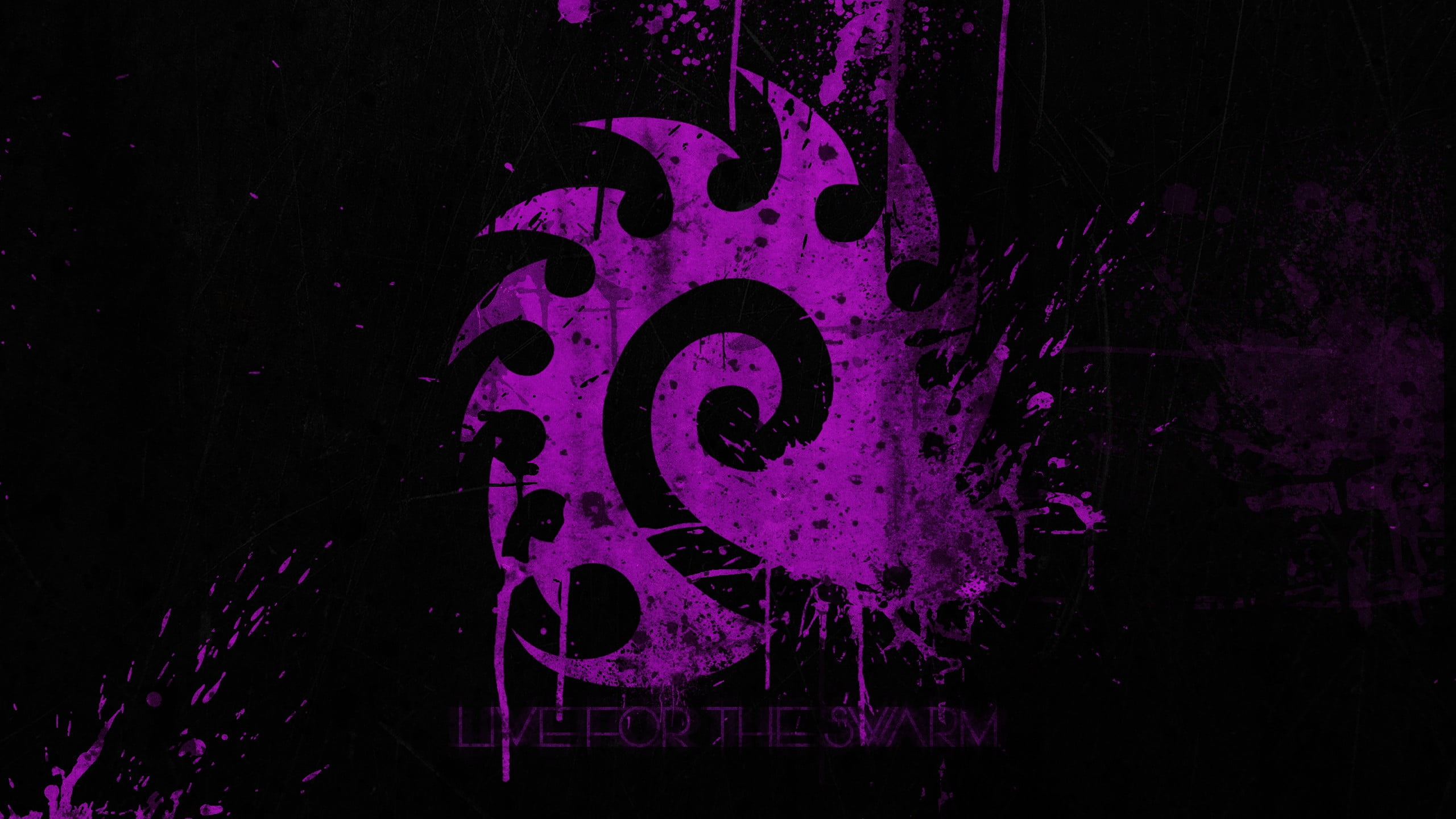 Purple And Black Live For The Swarm Logo Starcraft Ii Zerg
