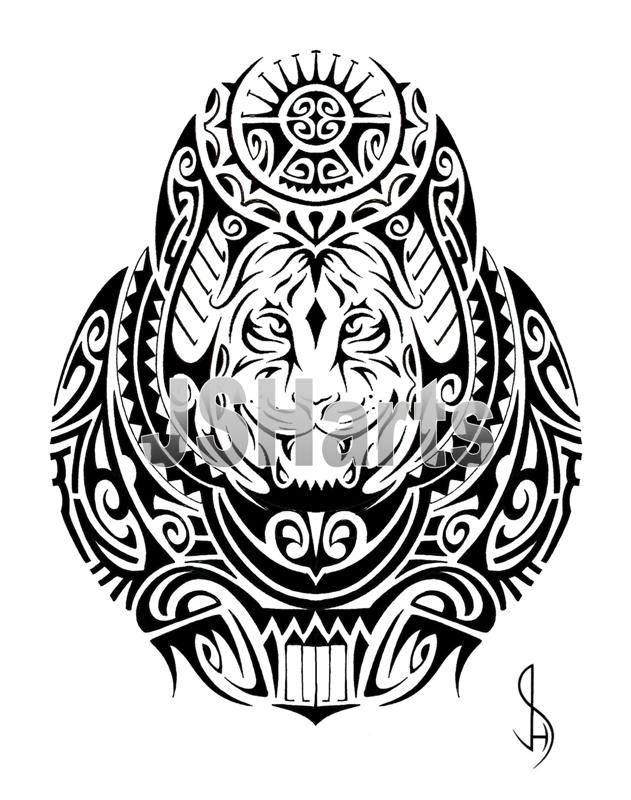 Polynesian Tribal Tattoo Design With A Tiger Face By Jsharts On