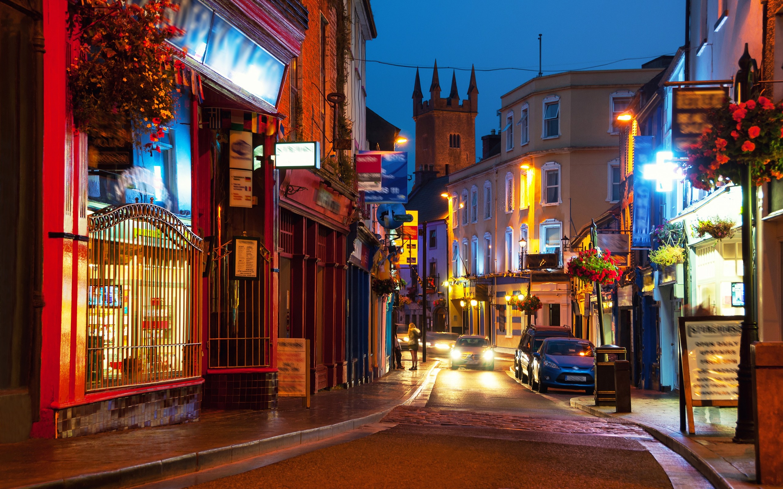 Wallpaper Ireland City At Night Houses Street Lights