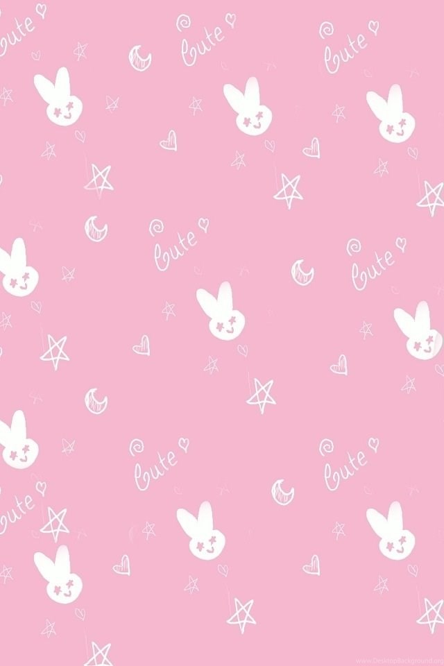 Cute Pink Rabbit iPhone Wallpaper Background Desktop Background