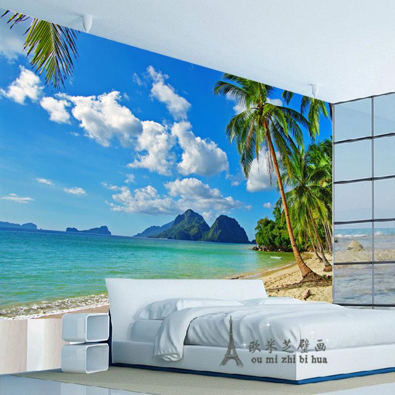 Wholesale Blue Sky Palm Beach Wallpaper Bedroom Living Room Tv