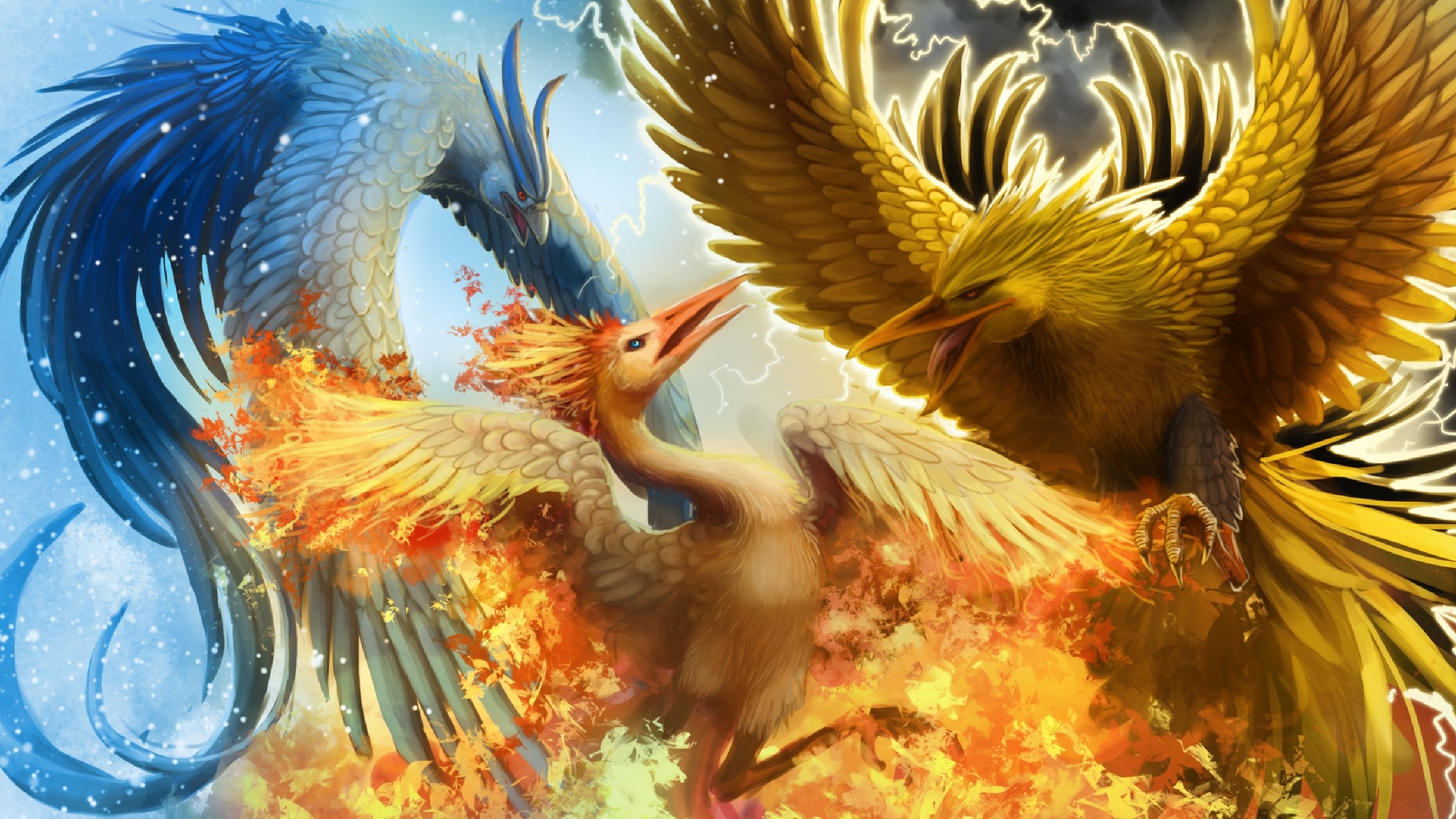 Legendary Birds Articuno Zapdos And Moltres HD Wallpaper