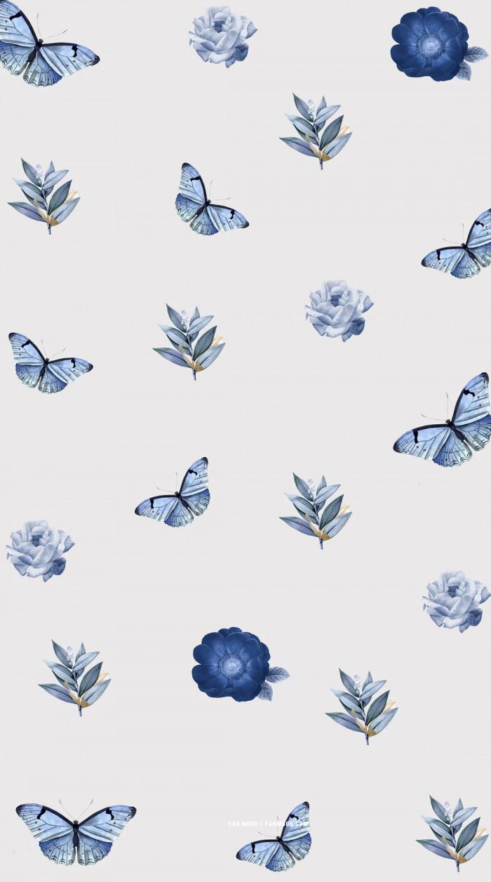 Cute Spring Wallpaper For Phone iPhone Blue Butterfly