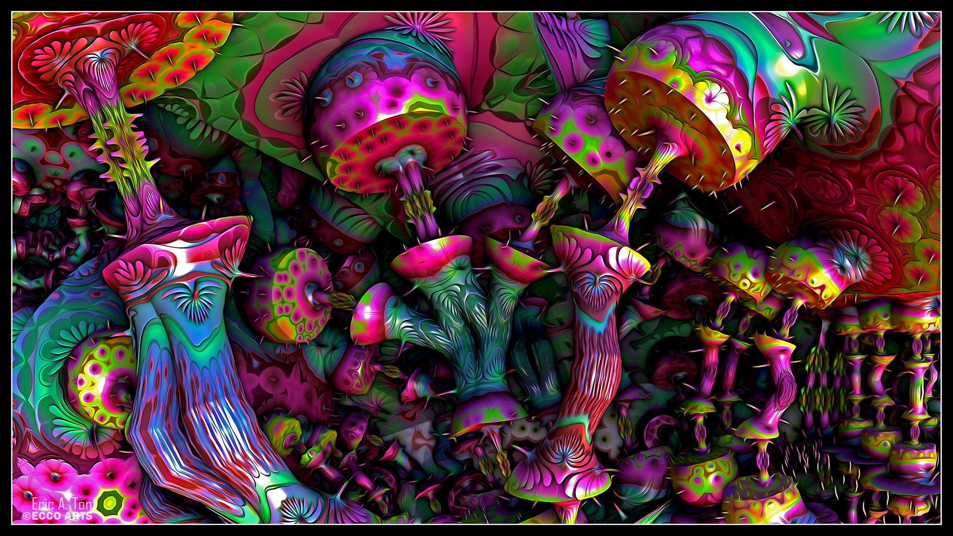Psychedelic Mushrooms By Eccoarts Digital Art Fractal