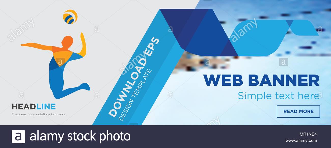 Volley Concept Horizontal Web Banner Template Design On