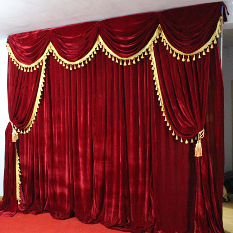 High Quality Velvet Wedding Backdrop Curtains With Tassel Swags