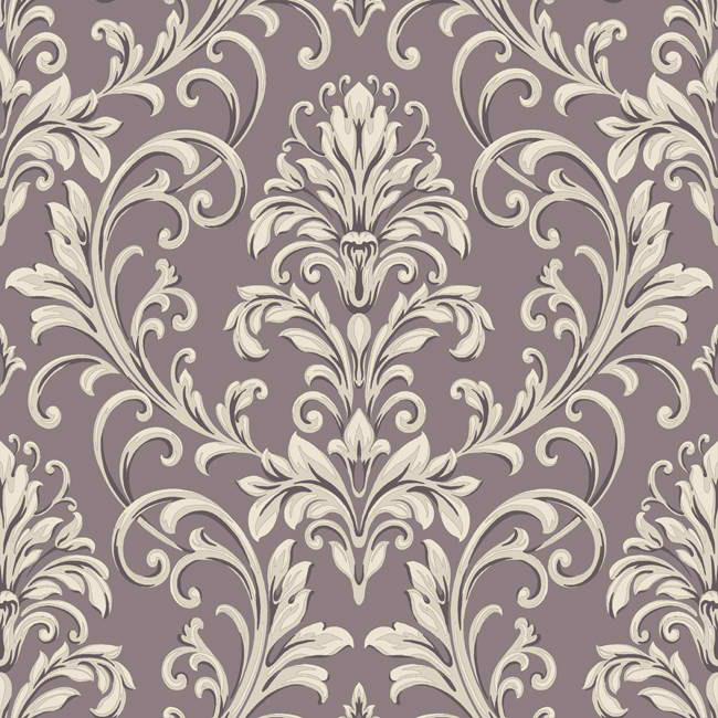 Purple Silver HD6951 Feathered Damask Wallpaper   Textures