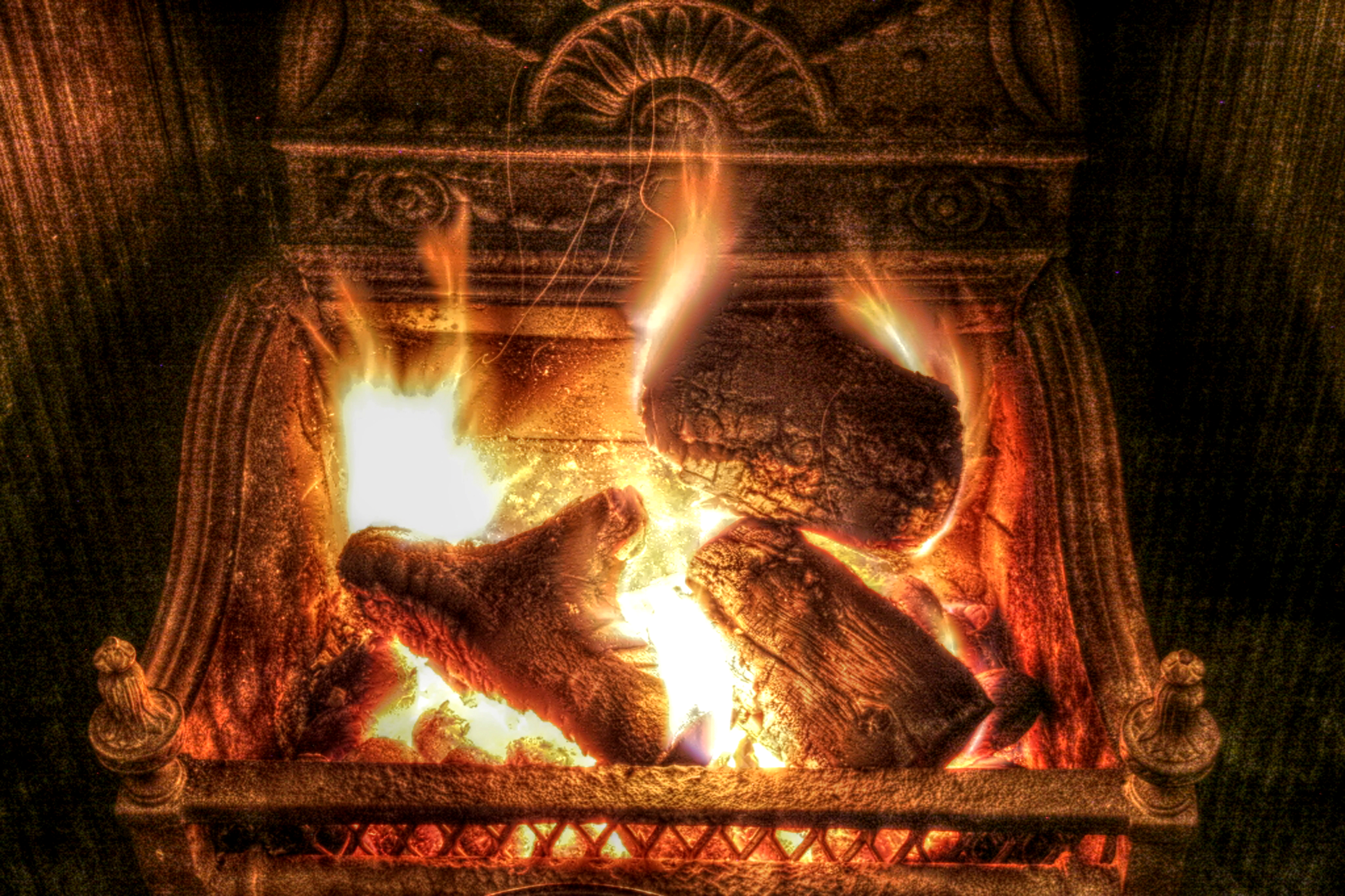 Cosy Fireplace By Lotsofdots Desktop Wallpaper