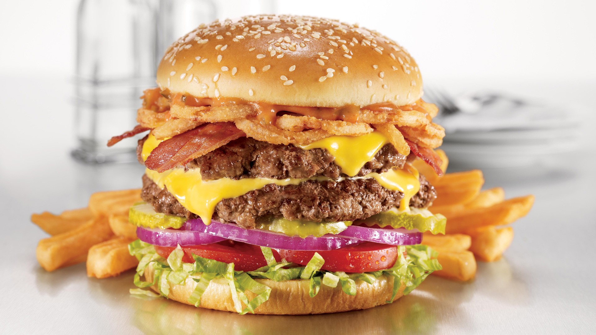Cheeseburger Burger French Fry Fries Wallpaper