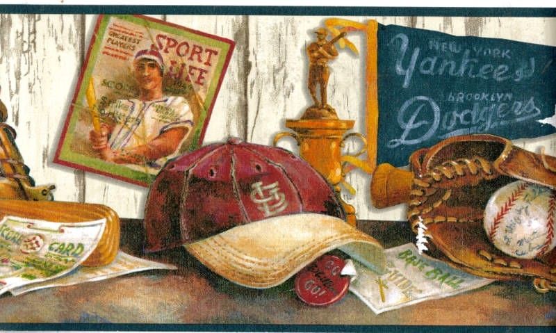 Vintage Baseball Sports Wallpaper Border