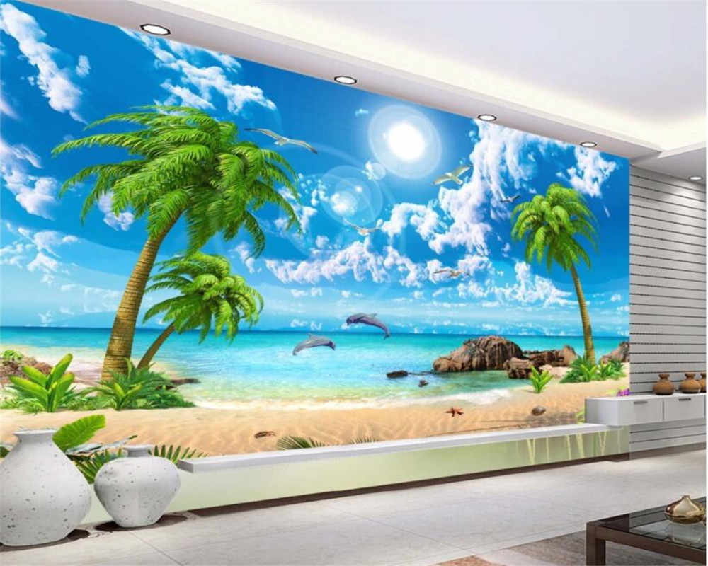 🔥 Free download beibehang 3D Wallpaper Mural HD Seaview Coconut Beach ...