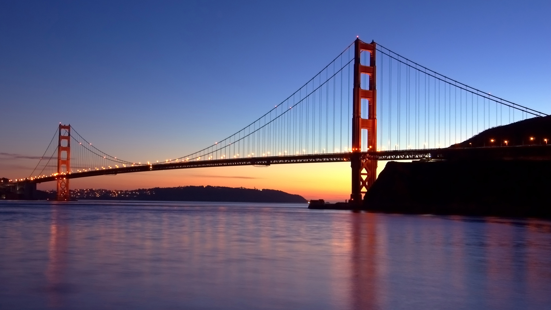 Wallpaper river sunset Golden Gate Bridge San Francisco