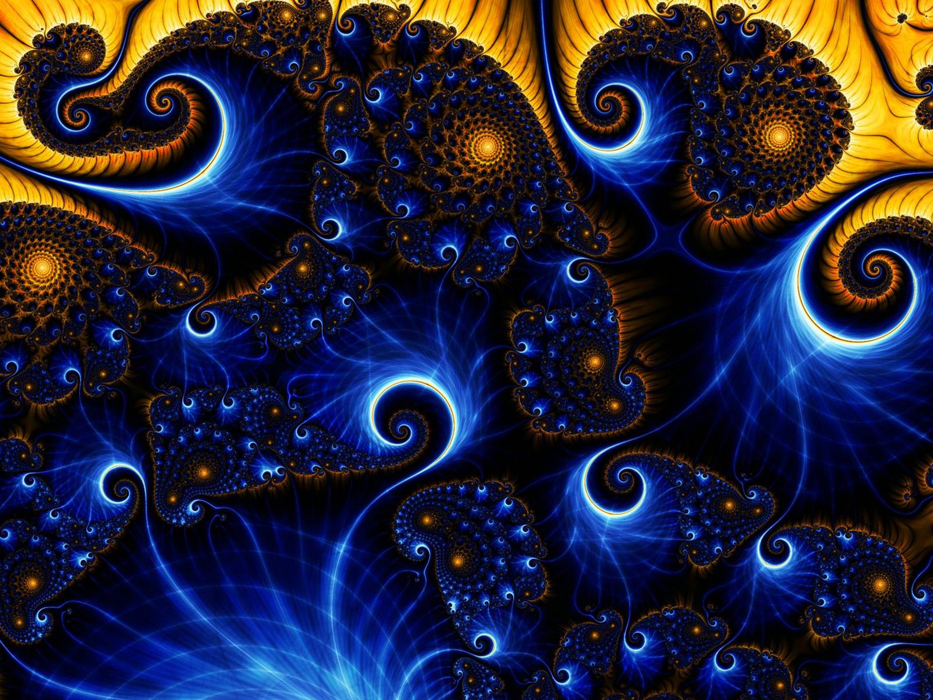Blue And Yellow Fractals Wallpaper