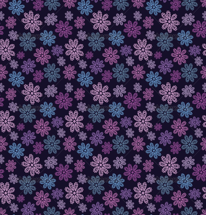 Seamless Pattern In Lilac Lavender And Blue On Dark Background