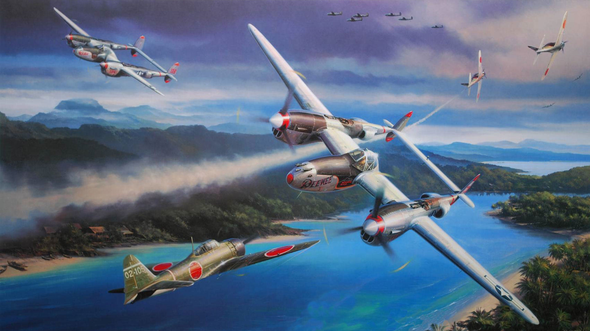 Nicolas Trudgia Lockheed P Lightning Oceania Drawing War