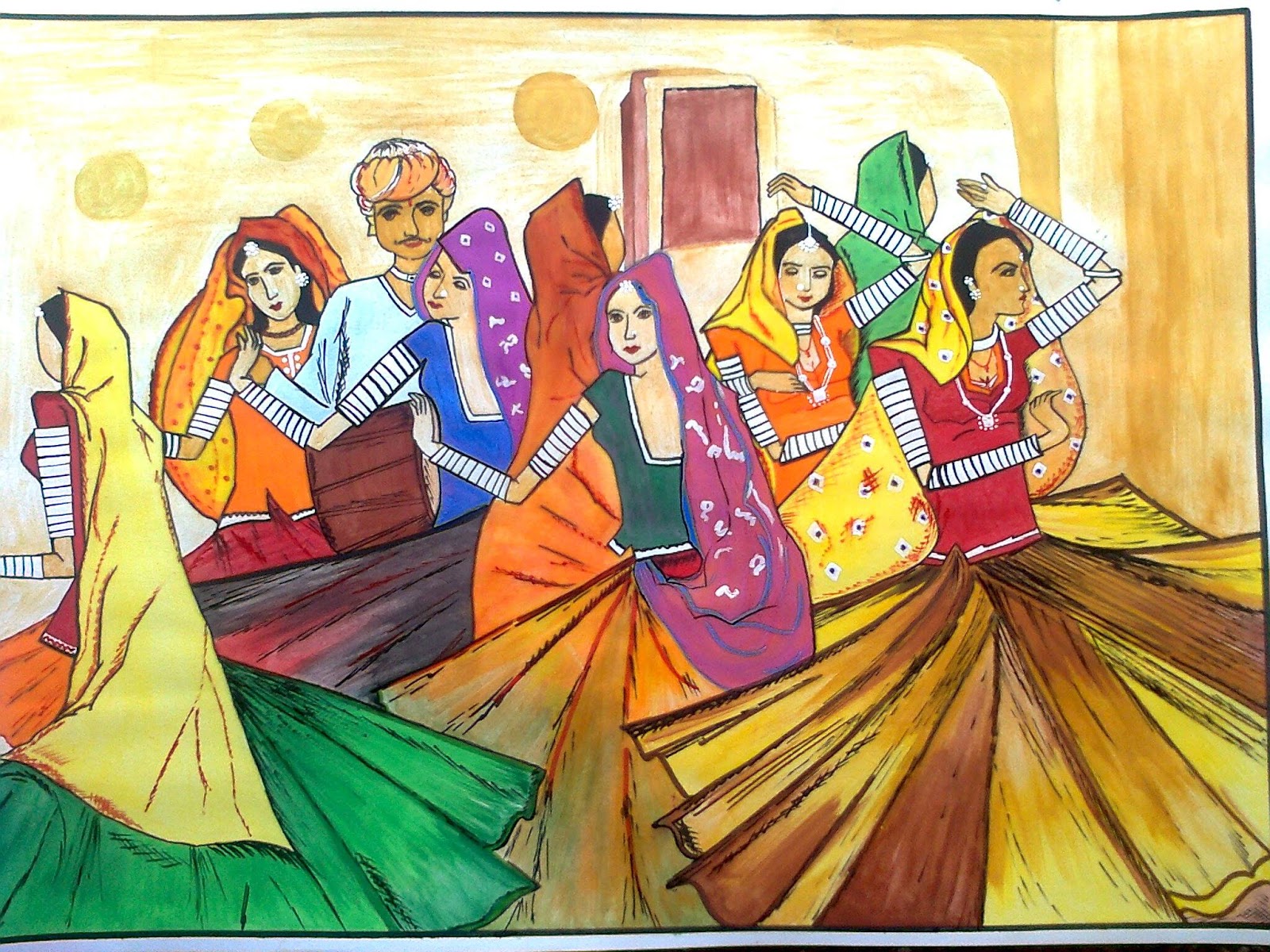 Rajasthani Folk Dance Paintings Wallpaper Teahub Io