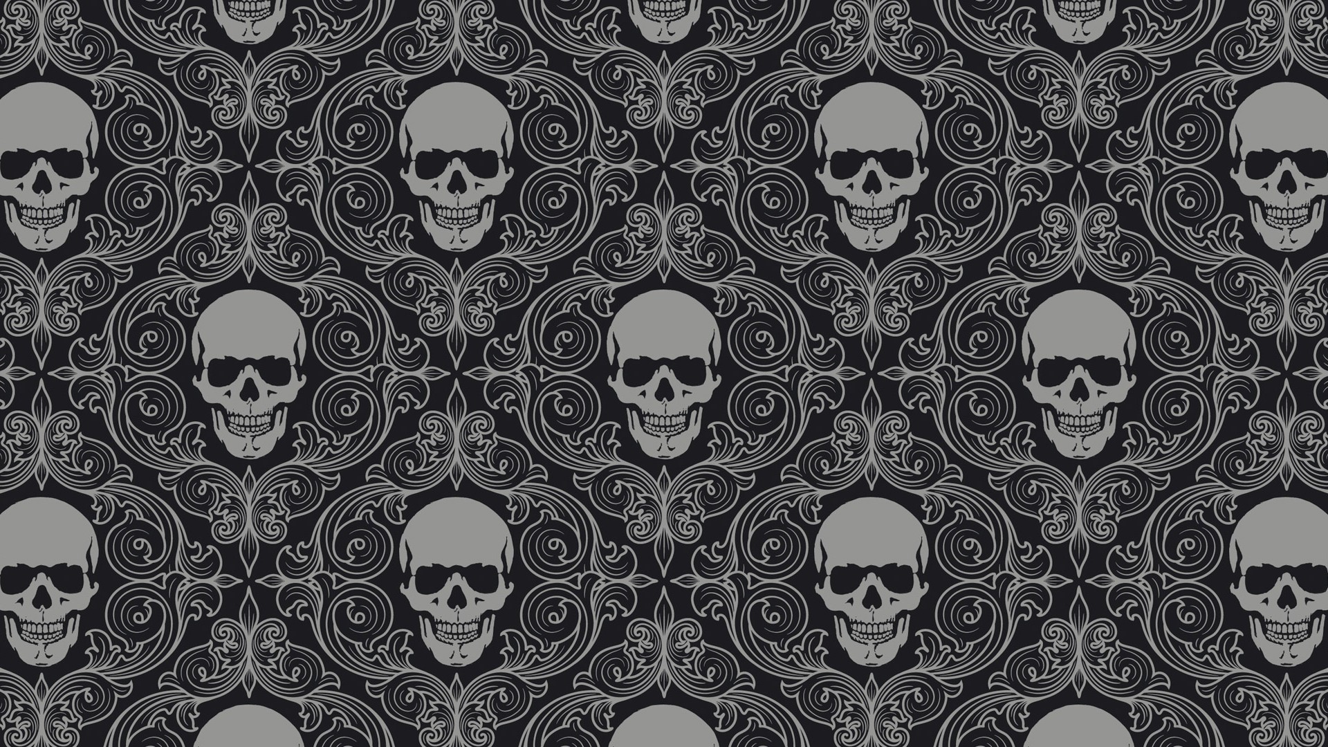 Dark Horror Skulls Pattern Wallpaper