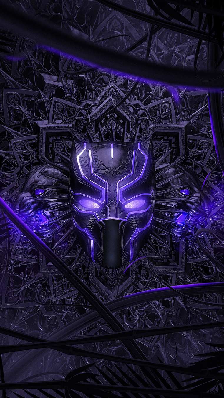 Black Panther Purple Vibranium Suit iPhone Wallpaper Black 761x1354