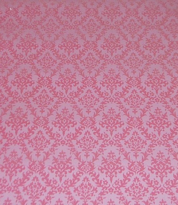 Vintage Pink 50s 60s Flocked Wallpaper Roll Paris Chic