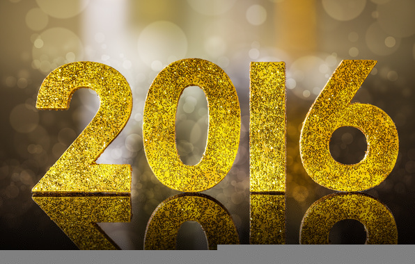 Wallpaper 2016 happy new year golden glitter bokeh