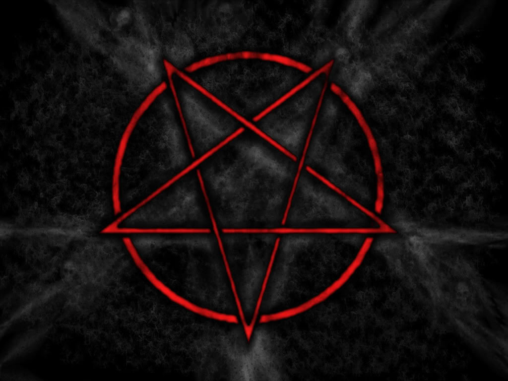 Red Inverted Pentagram On A Black Background Like The Inside Sleeve