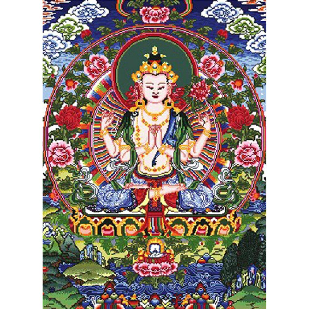 Hwf Modern Wallpaper Four Arm Guanyin Thangka Diy Diamond