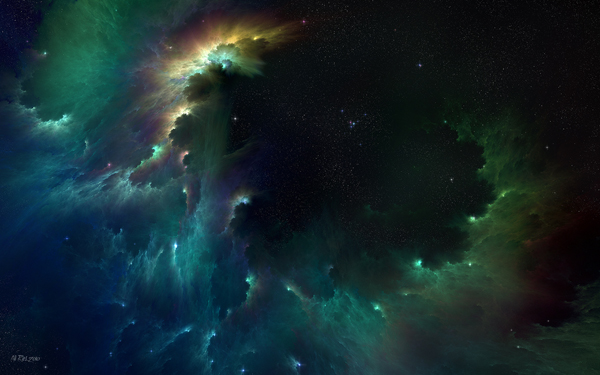 Full HD Wallpaper Space Stars Nebulae Green Blue Gabriel