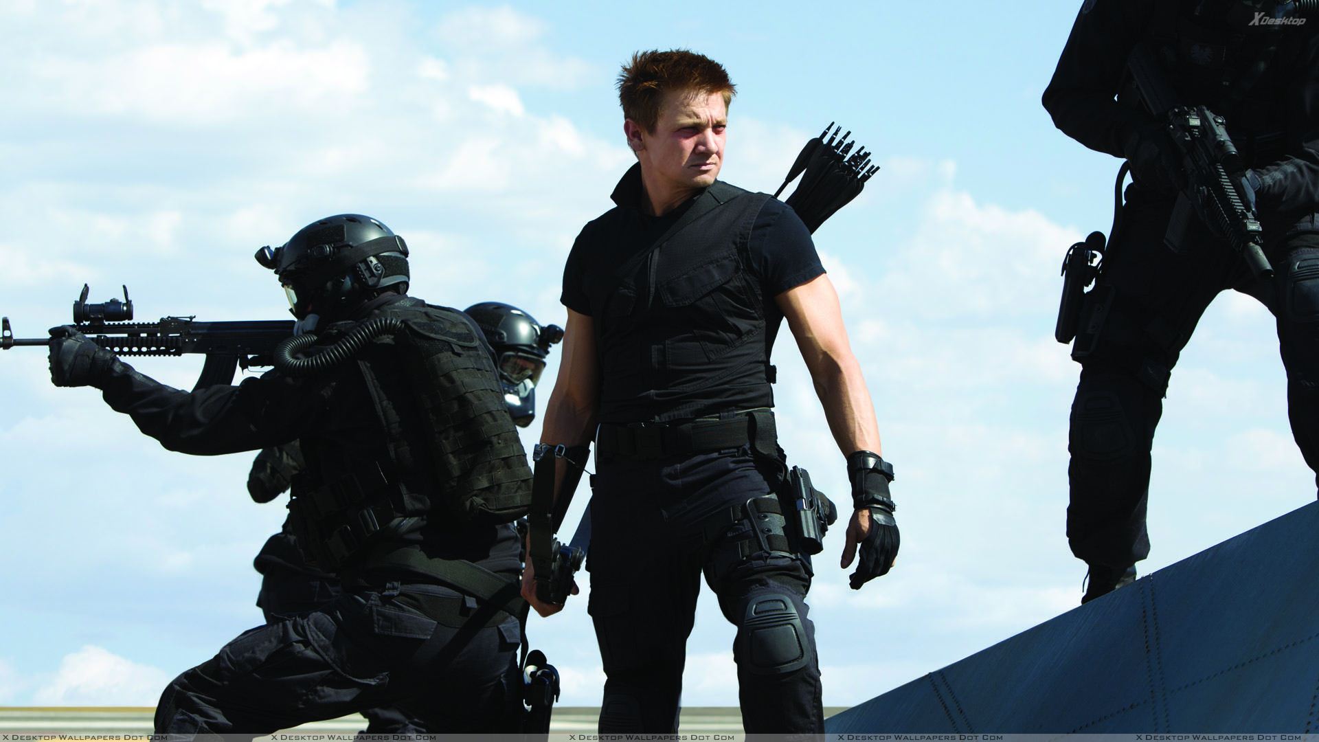 The Avengers Jeremy Renner In Black Dress Looking Something