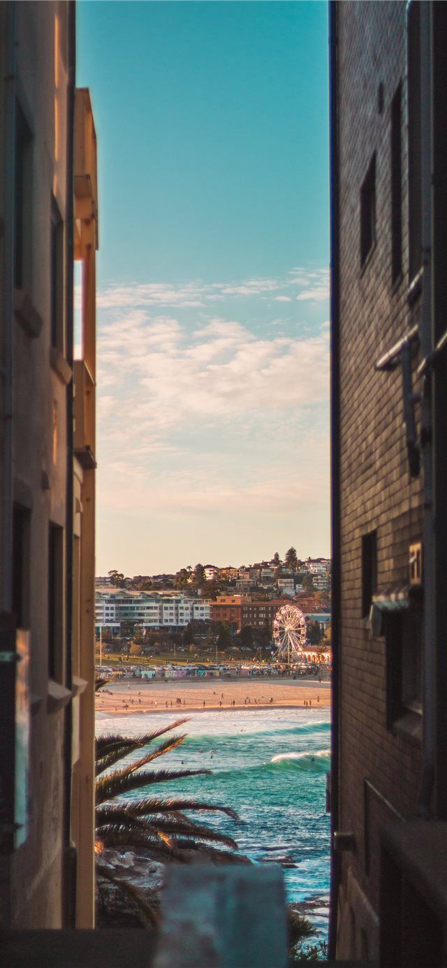 Bondi Beach Between Two Houses iPhone X Wallpaper In