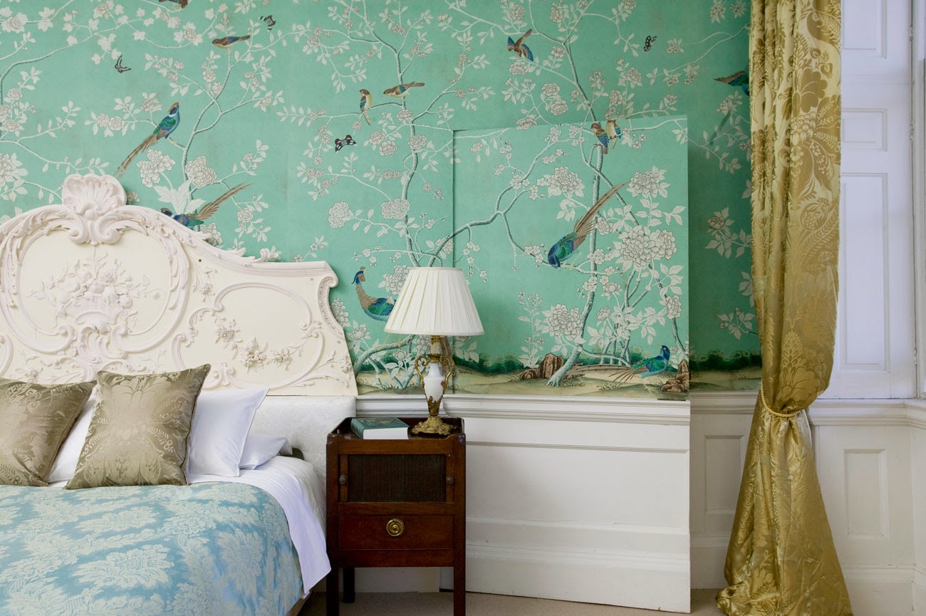 Peonies and Orange Blossoms Chic Chinoiserie Wallpapers