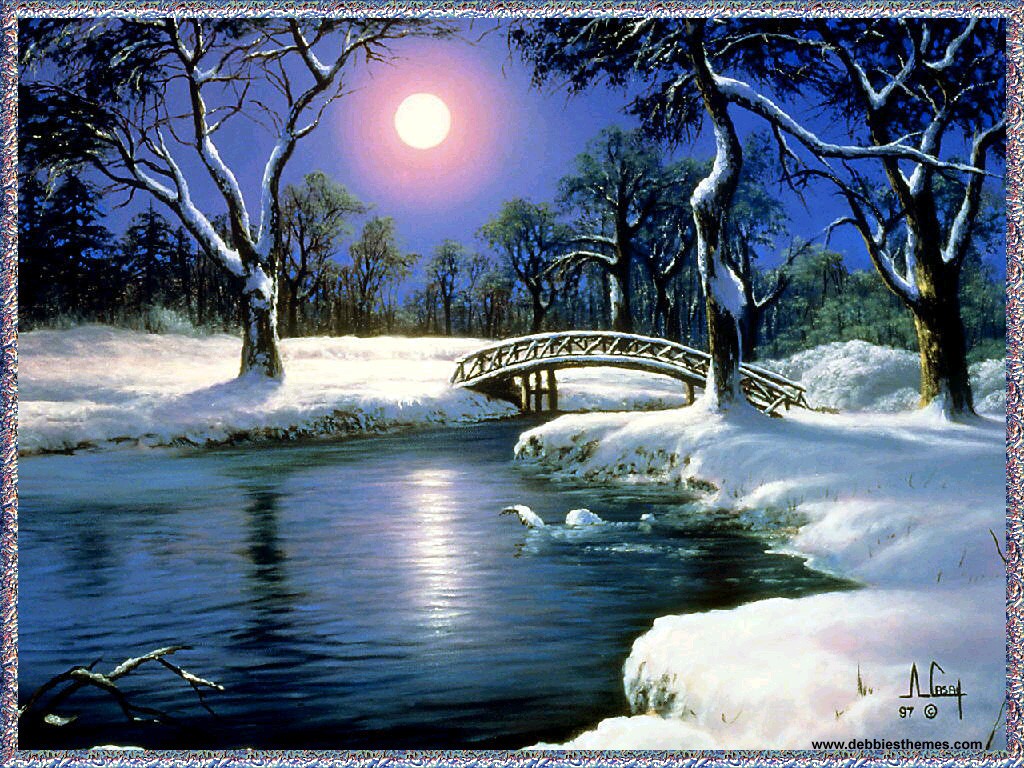 Winter Moon Wallpaper Christmas Photography Desktop Picture