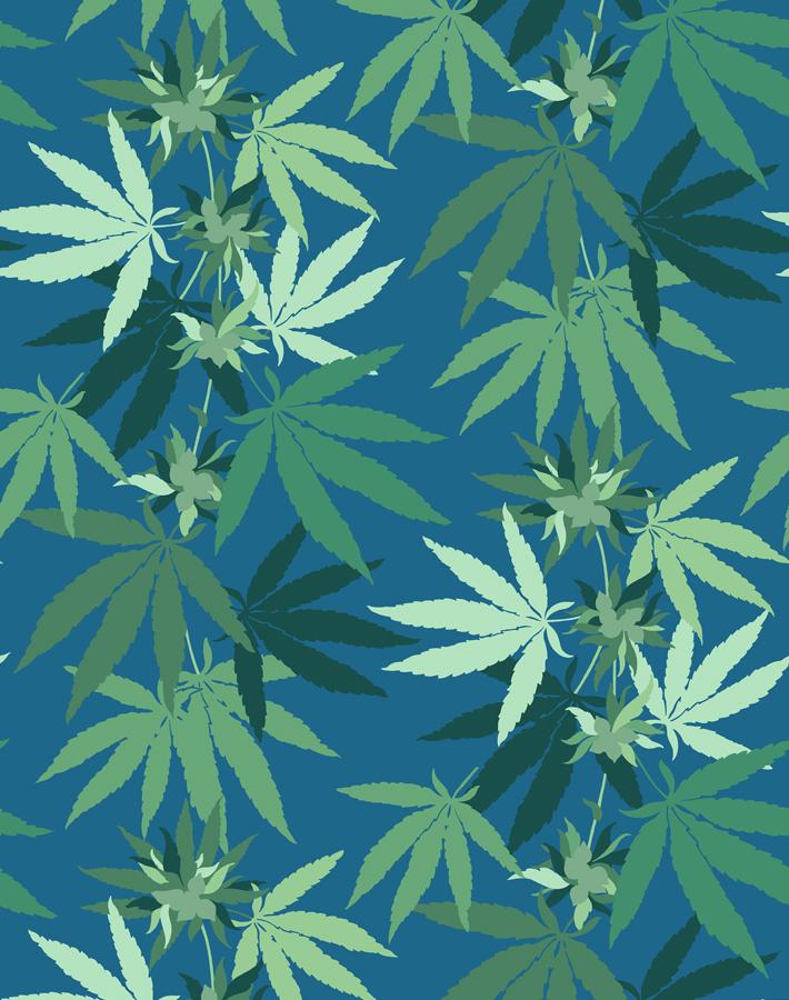 Cannabis Wallpaper Cadet Blue Wallshoppe