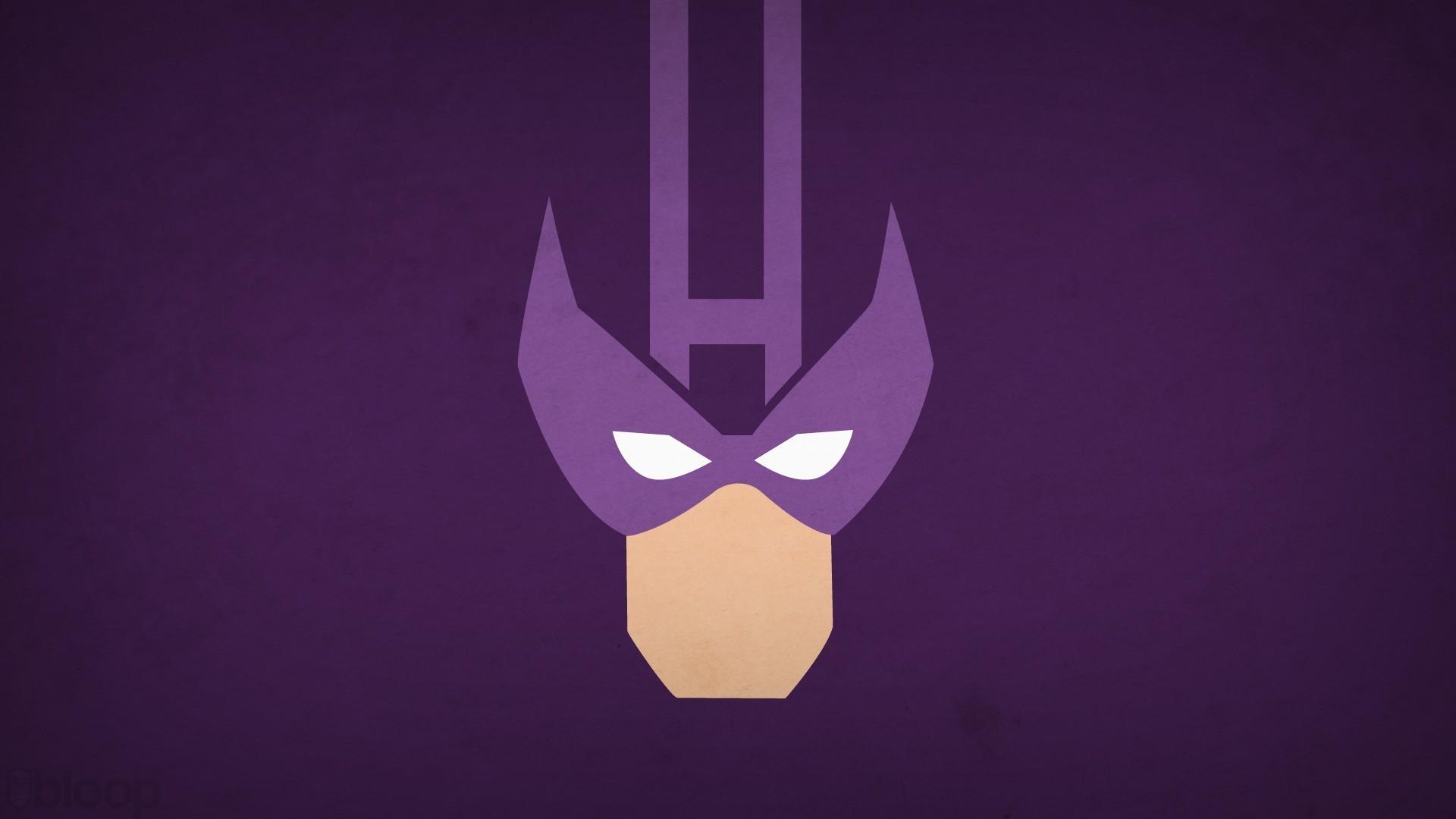 Minimalistic superheroes marvel comics hawkeye purple background