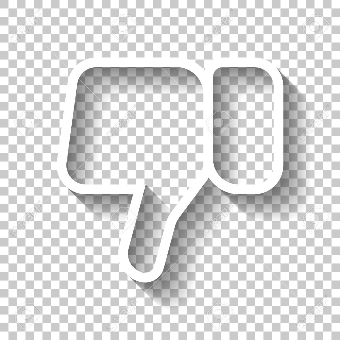 Hand With Thumb Down Dislike Linear Outline Icon White