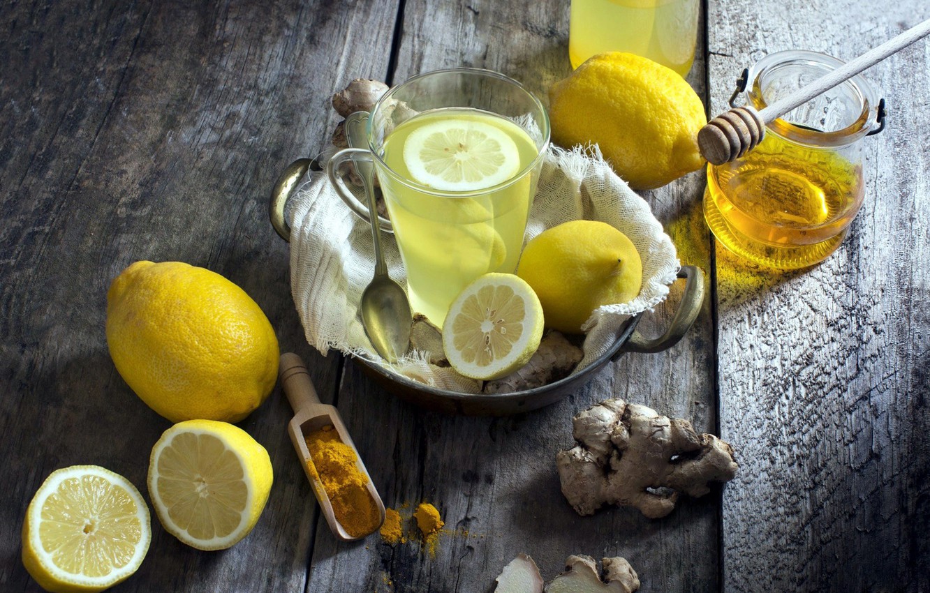 Wallpaper Lemon Juice Honey Drink Ginger Image For Desktop