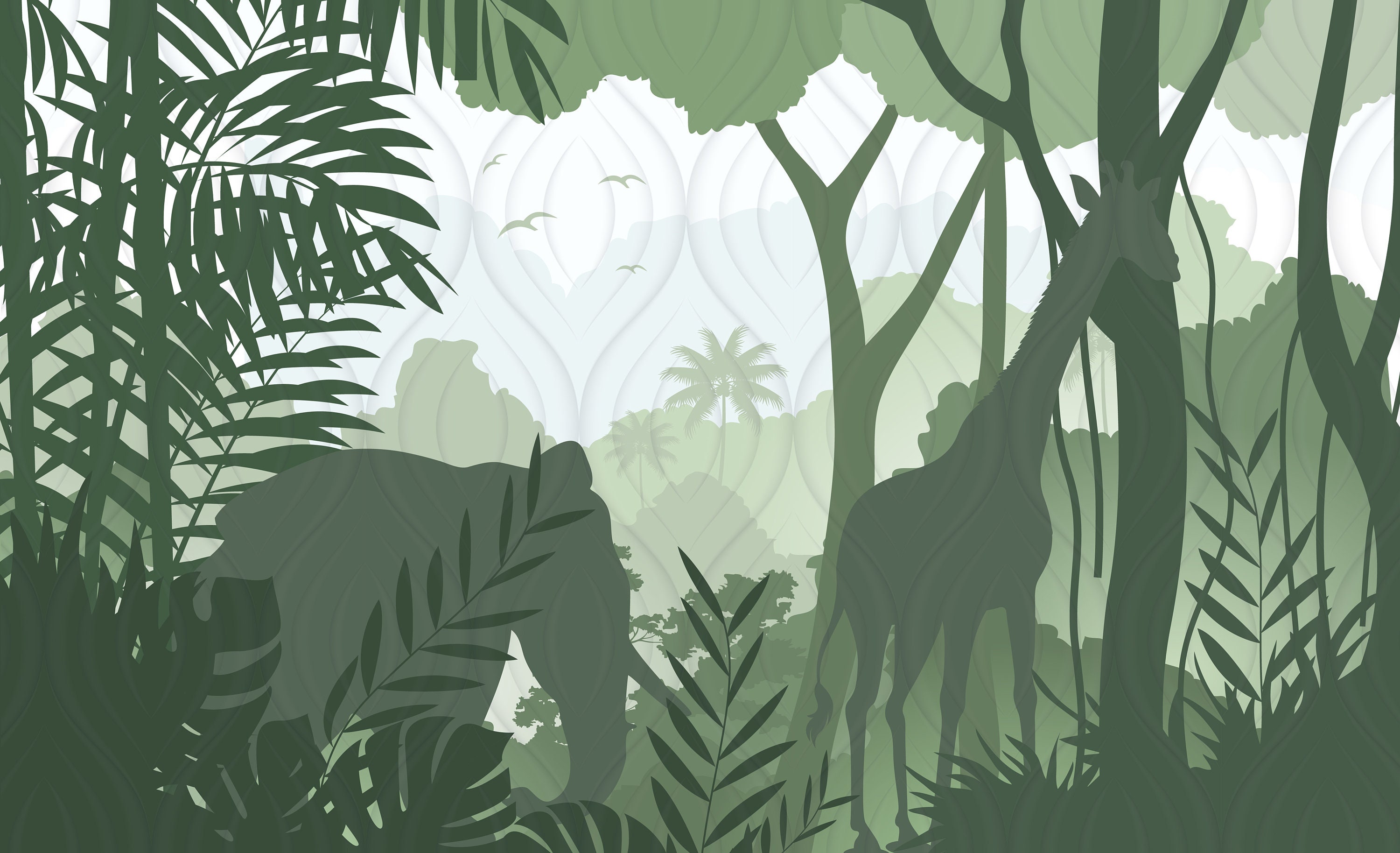Safari Nursery Wallpaper Kids Dark Green Jungle