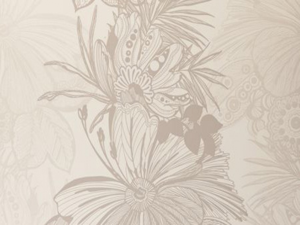 Gray Floral Wallpaper The Hula Natural Grey