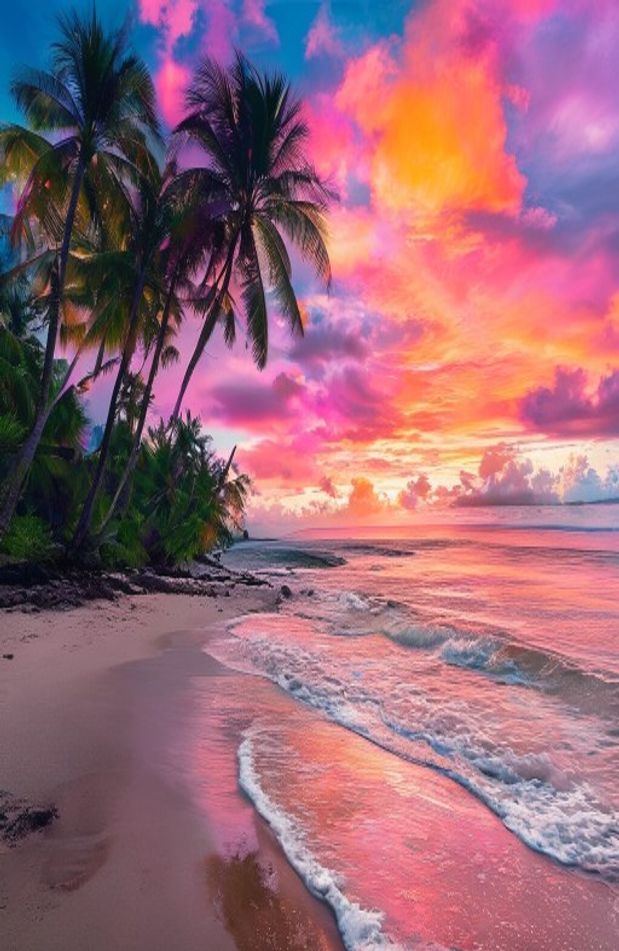 Tropical Island Sunset Wallpaper