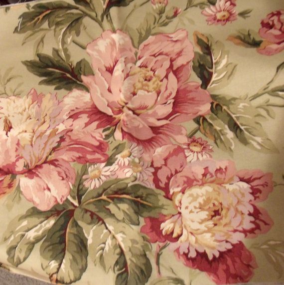 80s Waverly Floral Fabric Vintage Peonies Shabby Chic Colors Polished