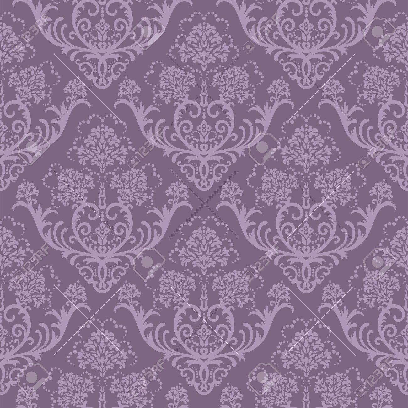 Seamless Purple Floral Damask Wallpaper Royalty Cliparts