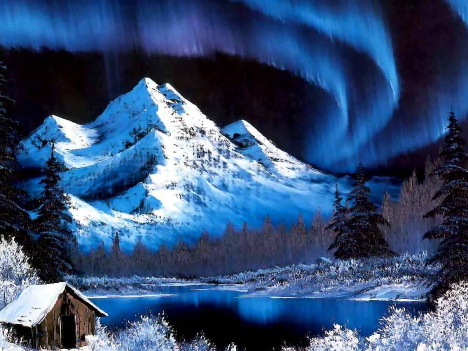 Paintings Mountains Snow Bob Ross Artwork Normal