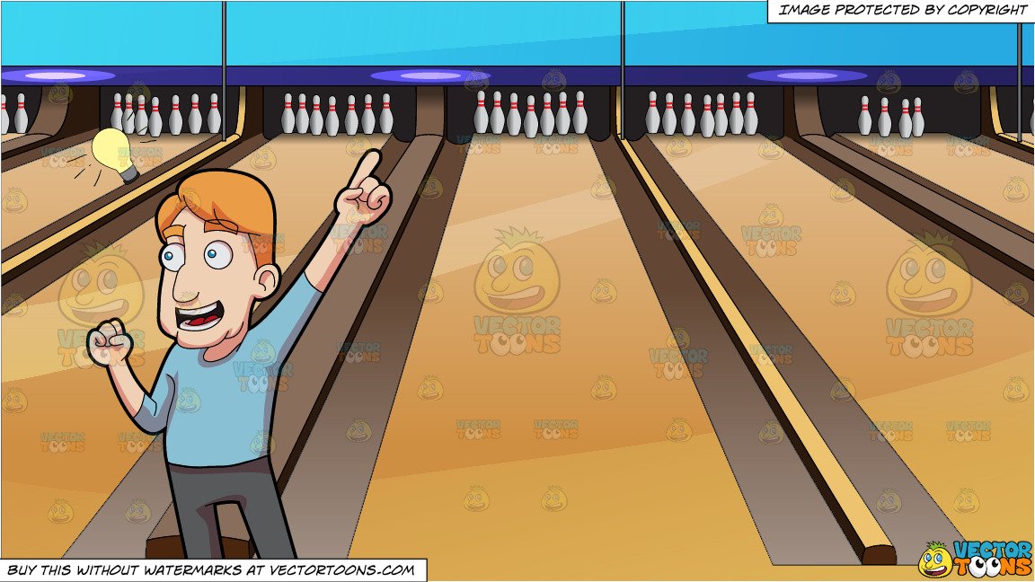 A Man Suddenly Thinks Of Great Idea And Bowling Lanes Background