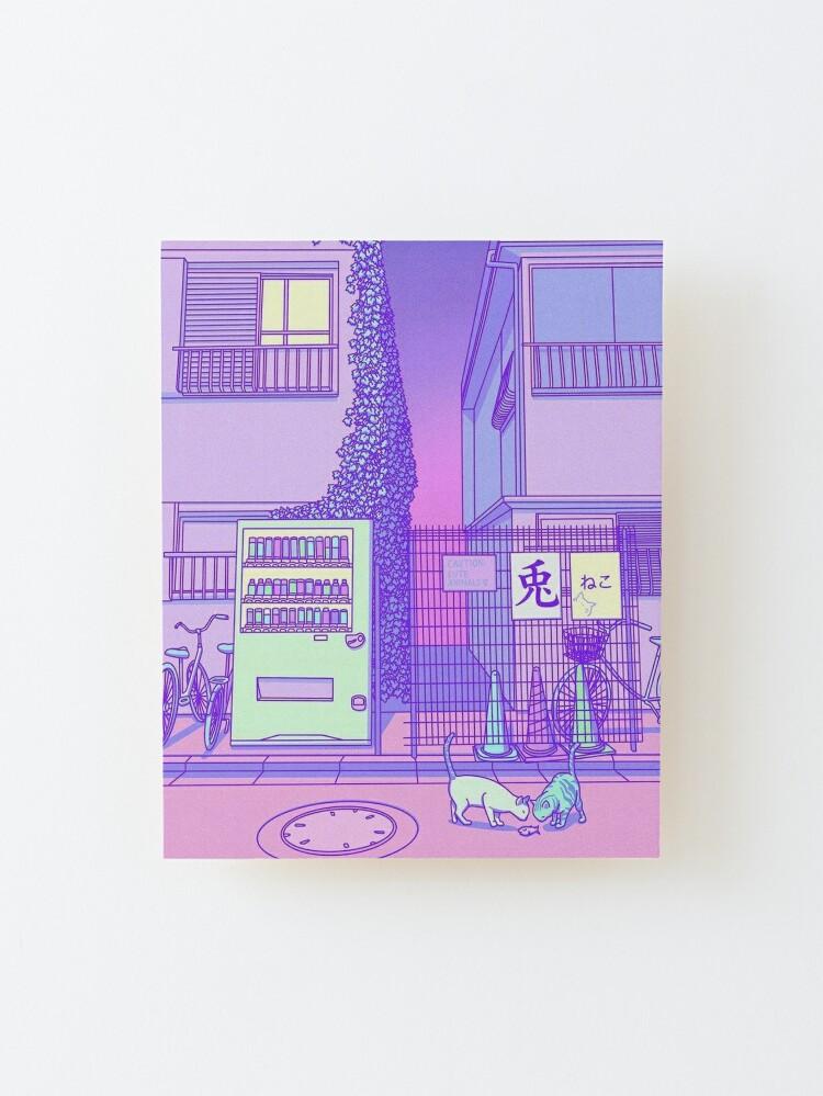 Pastelpop Citypop Japanese Neko Scenery Lilac Purple Wallpaper