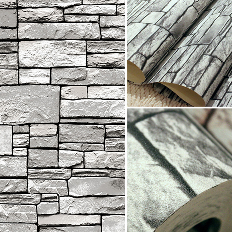 Great Wall Brick Background Wallpaper Grey For Living Room 3d