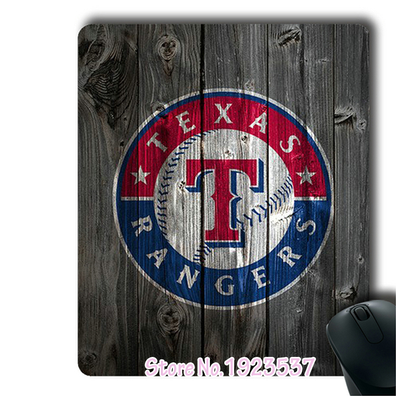 Texas Rangers on Wood Background Rectangle Mouse Pad in Mouse Pads