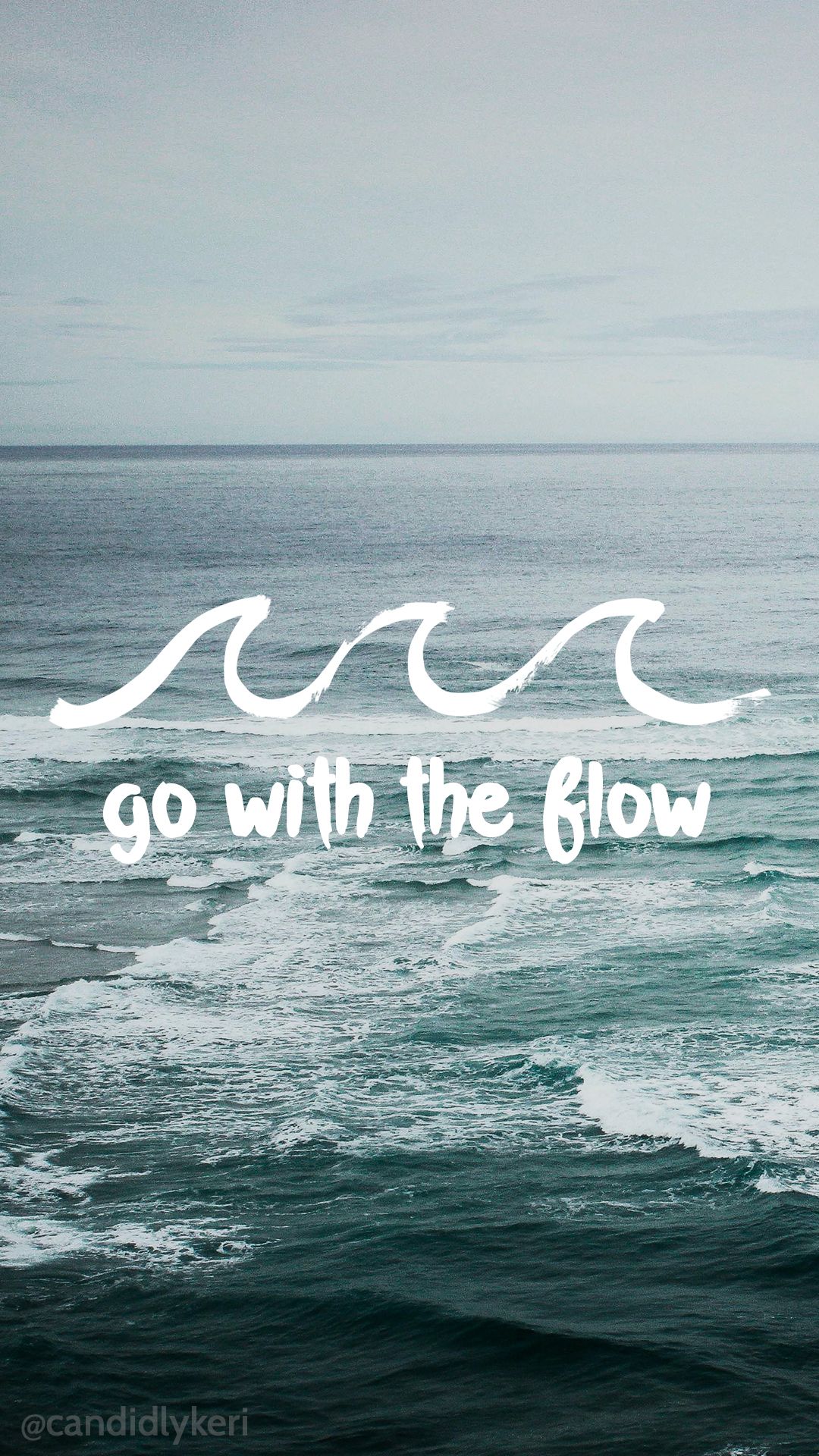 Go With The Flow Water Waves Motivational Wallpaper